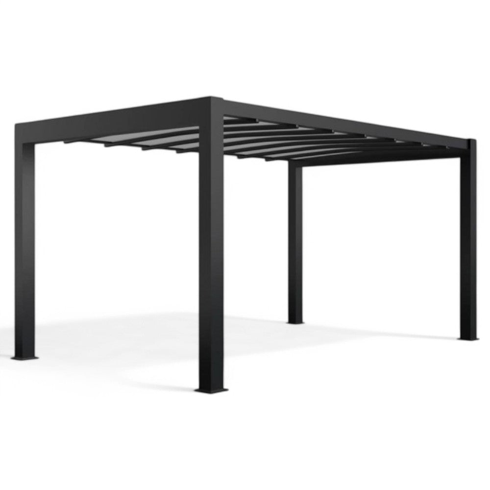 Gazebo pergola bioclimatica motorizzata da esterno in alluminio 3x4 mt con sistema retrattile integrato e illuminazione led