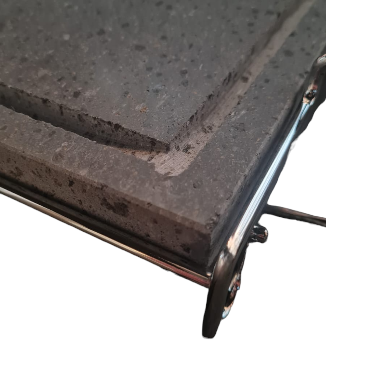 Pierre de lave rectangulaire en pierre ollaire avec support en acier inoxydable pour une cuisson directe et une rétention de la chaleur