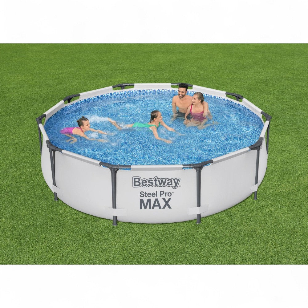 Piscine ronde Steel Pro Max avec cadre de support Cm.305X76H. - 19,8 kg - 4 678 lt - filtre à cartouche (art.56408)