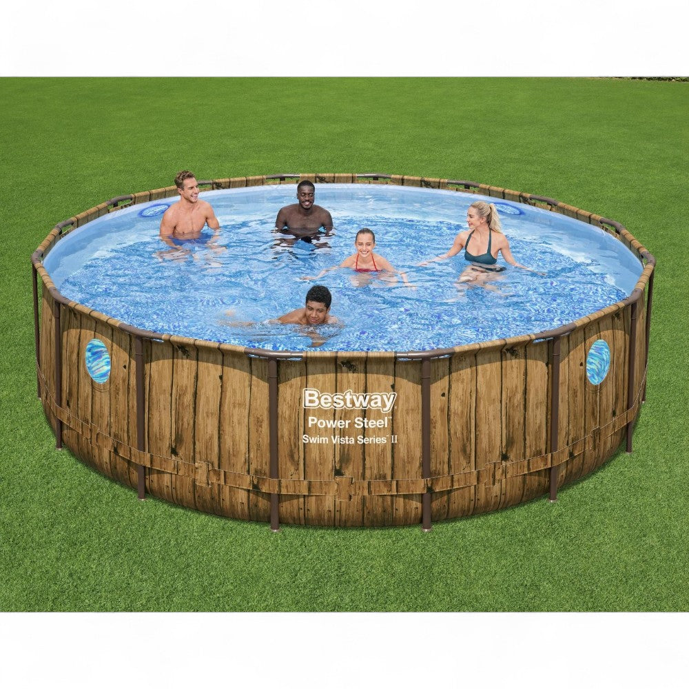Cadre de support de vue ronde pour piscine en acier Power Cm.488X122H. - 80,6 kg - 19 480 litres - filtre à cartouche (art.56725)