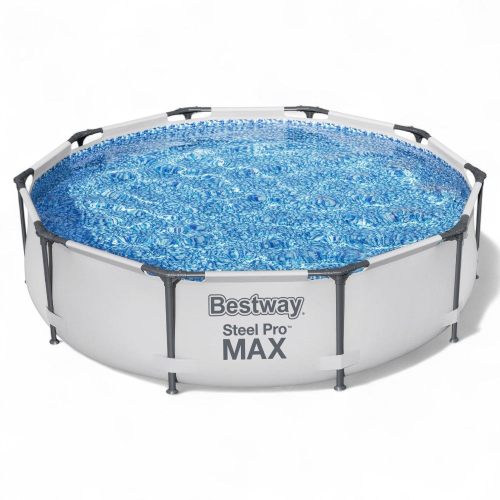 Piscine ronde Steel Pro Max avec cadre de support Cm.305X76H. - 19,8 kg - 4 678 lt - filtre à cartouche (art.56408)