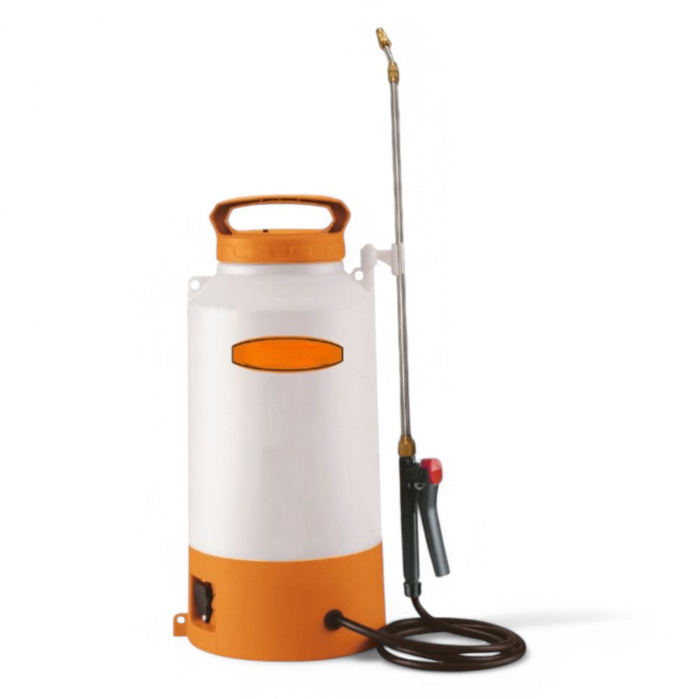 Pompa irroratrice a spalla 8 lt. a pressione elettrica e batteria litio 12V/1.3 Ah