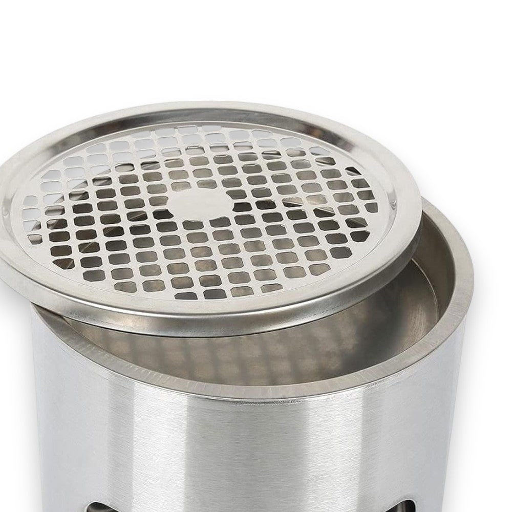Poubelle en acier inoxydable avec cendrier - dimensions 25,5x61h cm. - capacité 16 litres