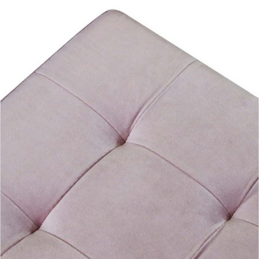 Pouf de rangement carré en velours rose
