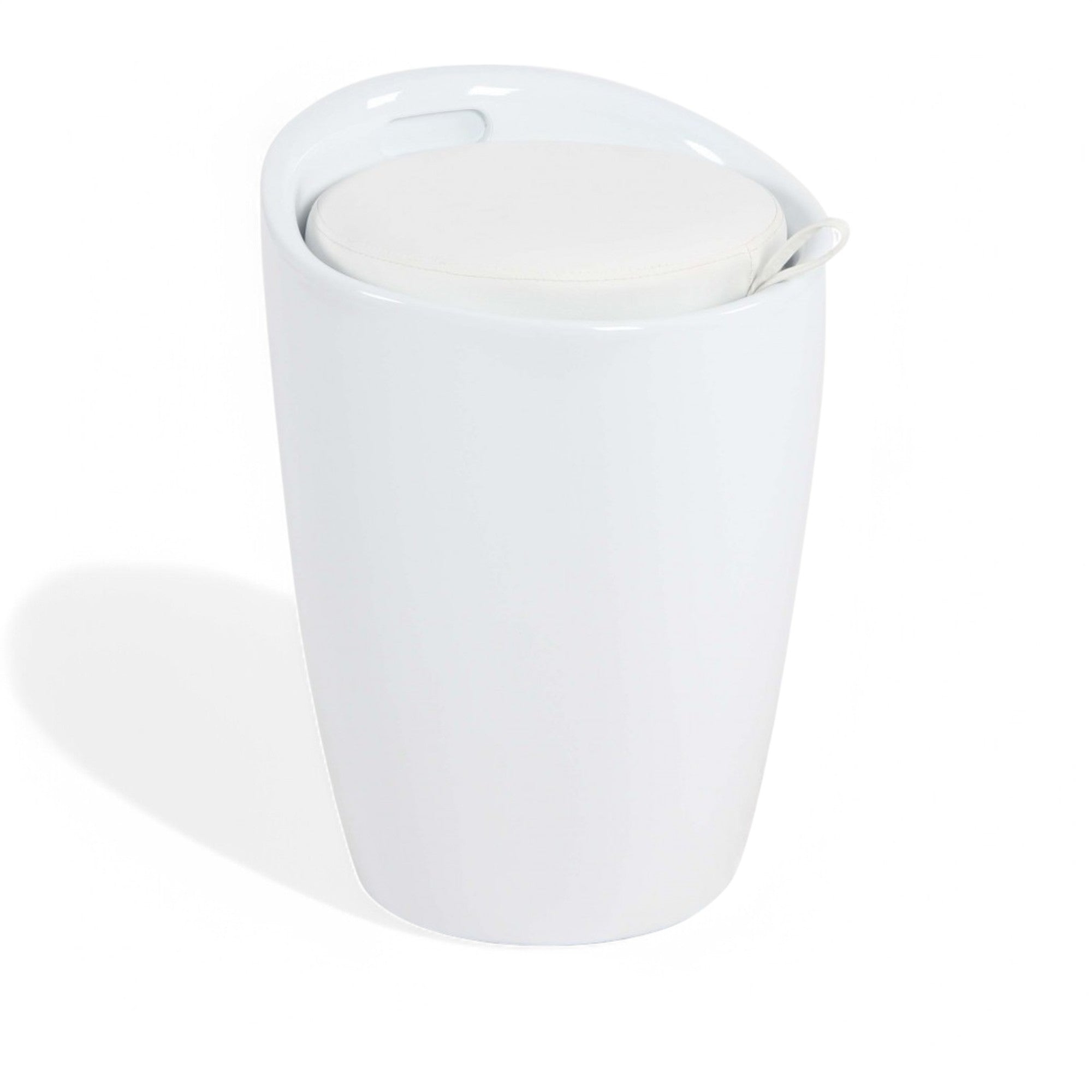 Sgabello pouf in abs con cuscino ecopelle bianco 36x36xH50 cm