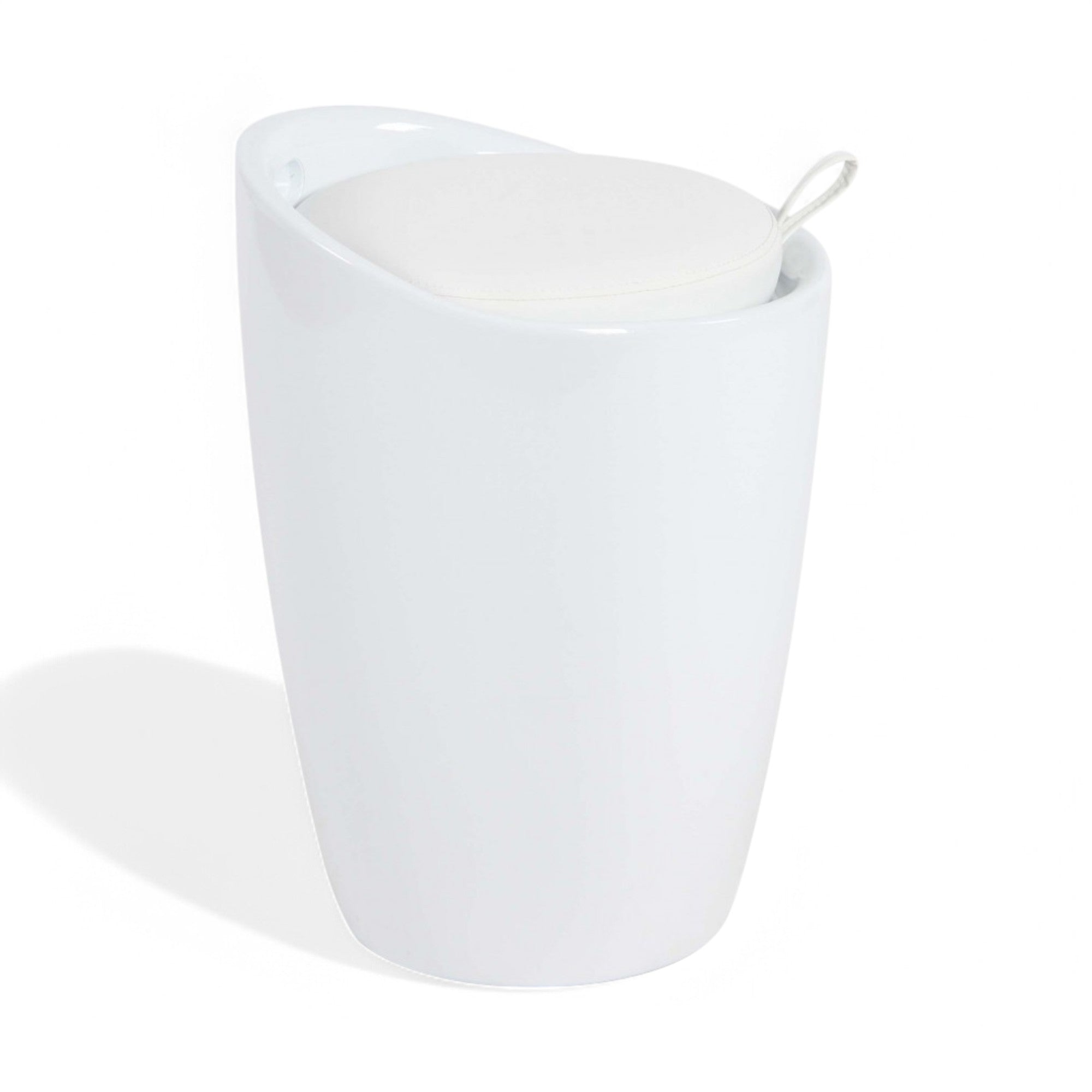 Sgabello pouf in abs con cuscino ecopelle bianco 36x36xH50 cm