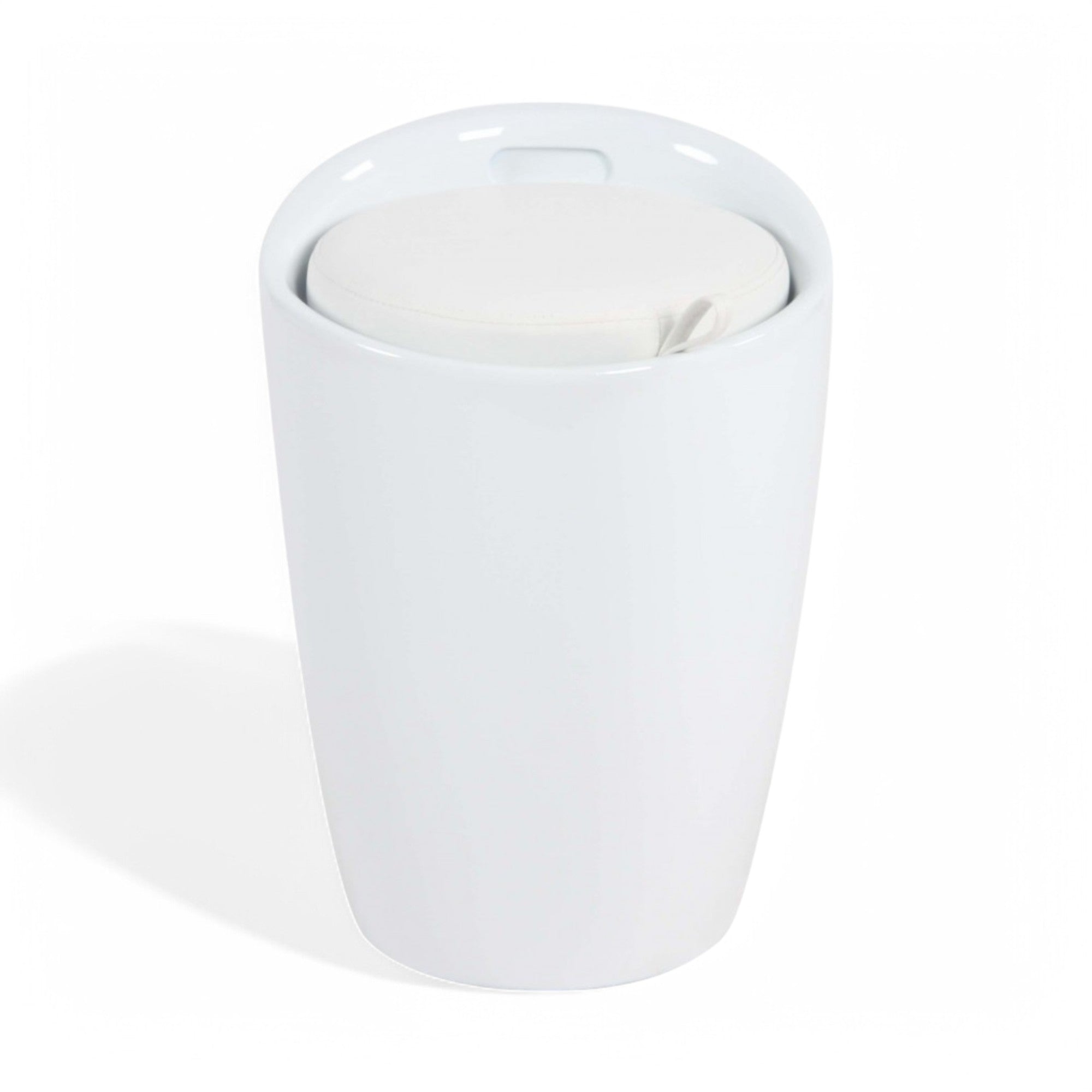 Sgabello pouf in abs con cuscino ecopelle bianco 36x36xH50 cm
