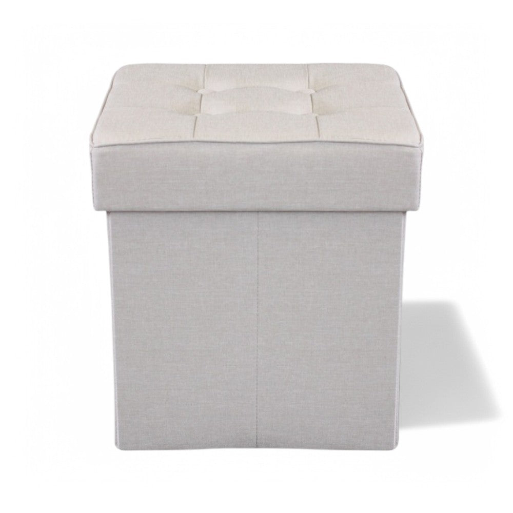 Pouf contenitore quadrato in stoffa tortora 38x38xH40