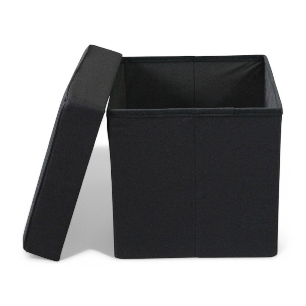 Pouf contenitore quadrato in stoffa nero 38x38xH40 cm