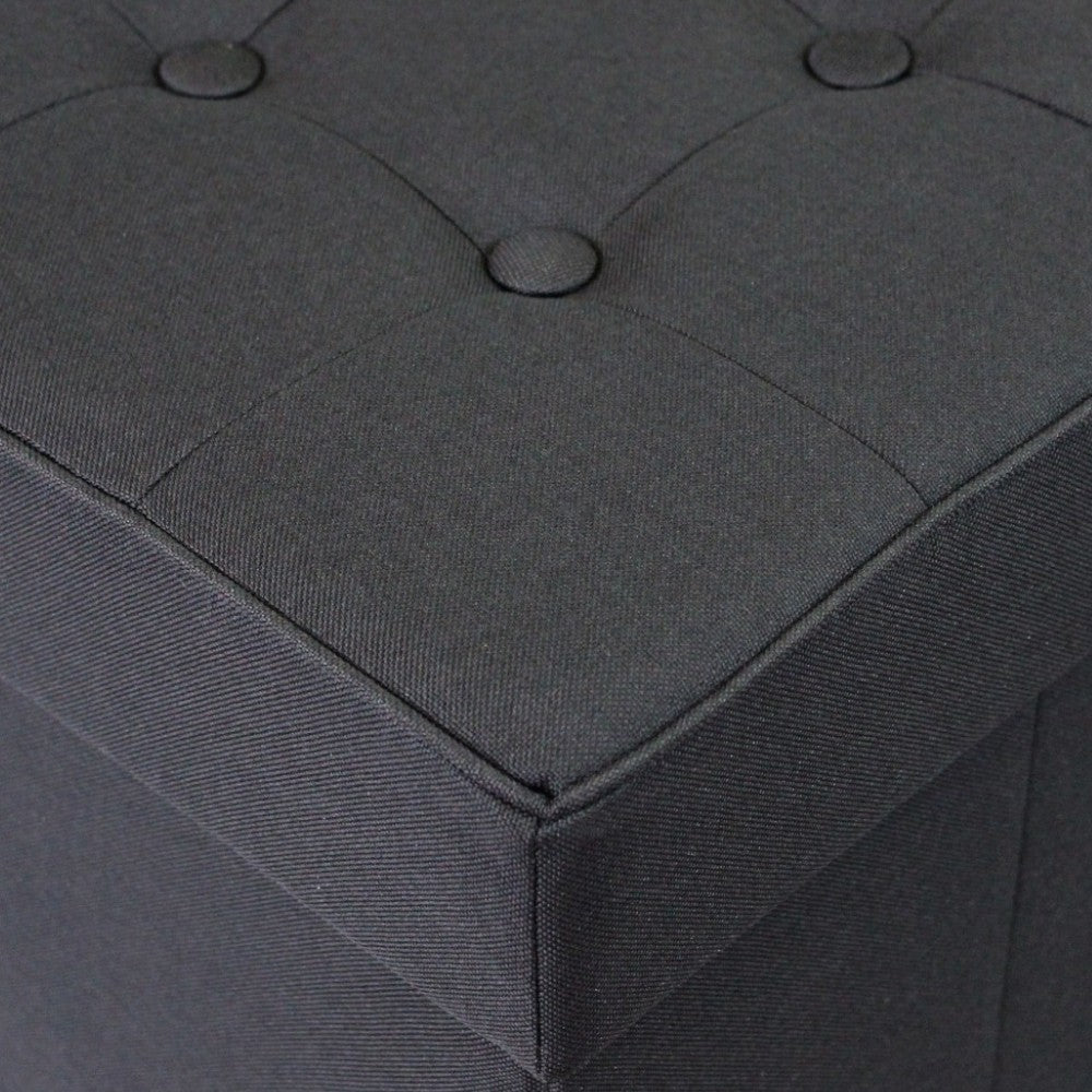 Pouf contenitore quadrato in stoffa nero 38x38xH40 cm