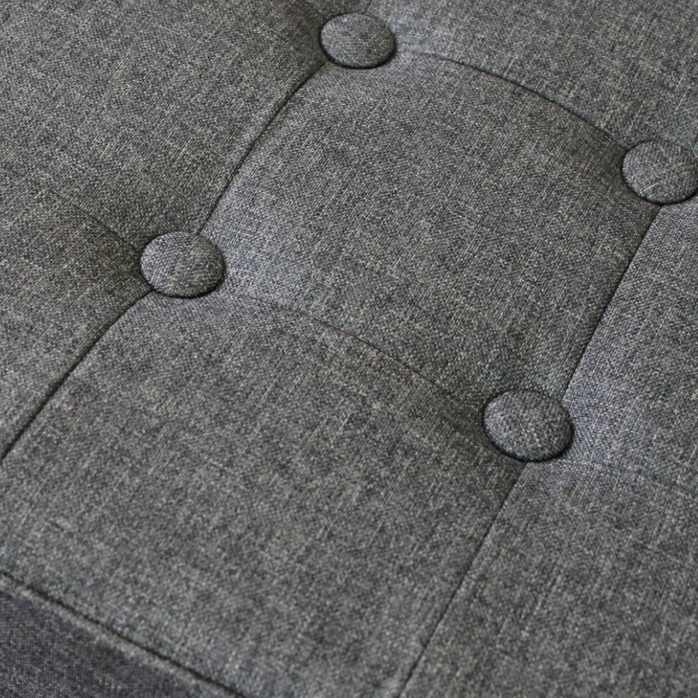 Pouf contenitore quadrato in stoffa grigio scuro 38x38xH40 cm