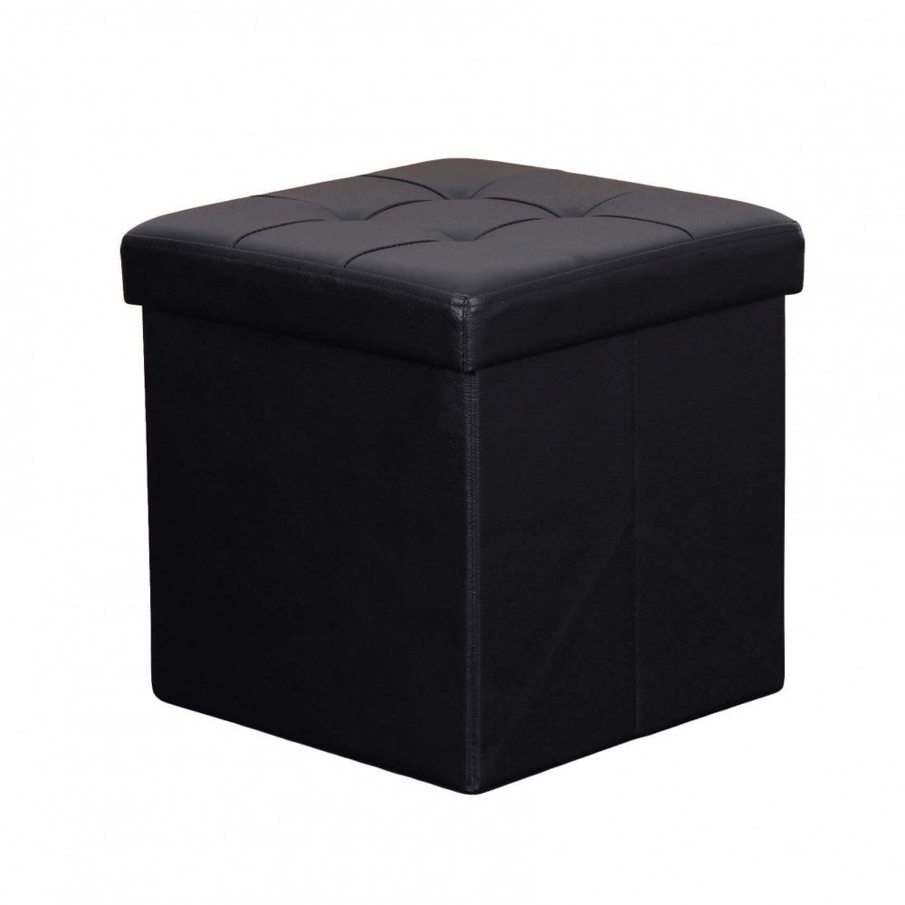 Pouf de rangement cube de rangement carré 38x38 cm recouvert d'éco-cuir
