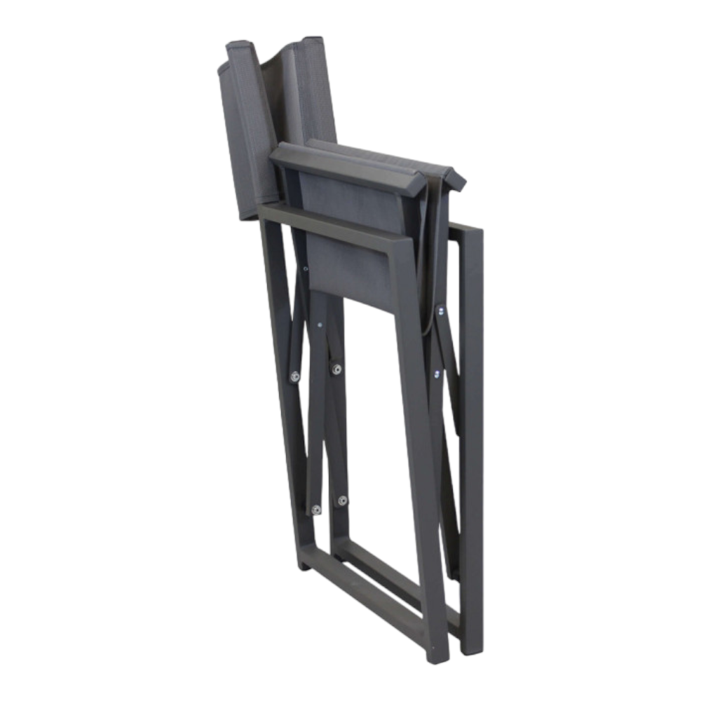 Maxi fauteuil de réalisateur gain de place en aluminium et textilène anthracite