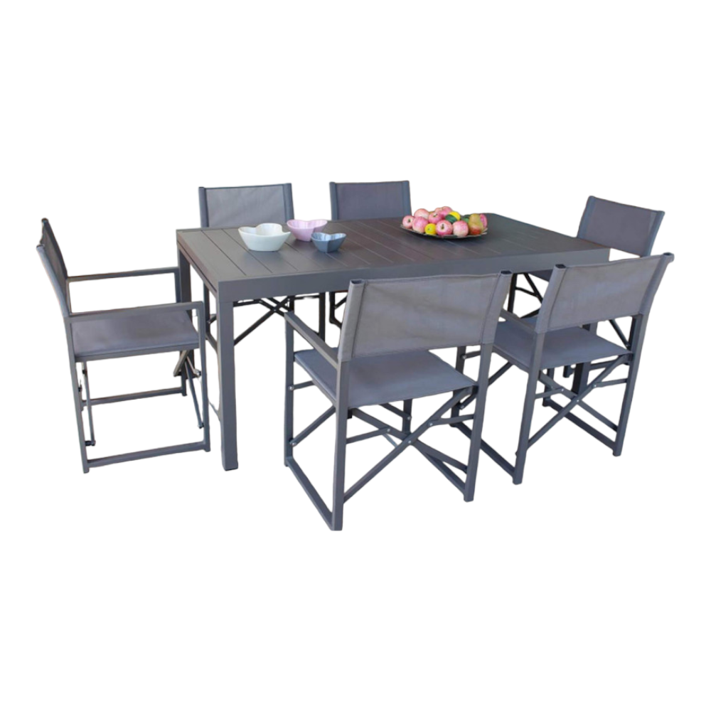 Maxi fauteuil de réalisateur gain de place en aluminium et textilène anthracite