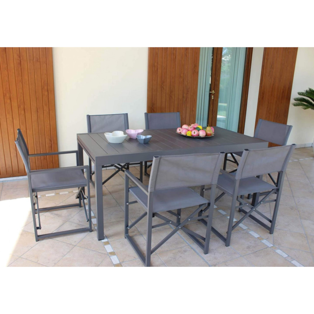 Maxi fauteuil de réalisateur gain de place en aluminium et textilène anthracite