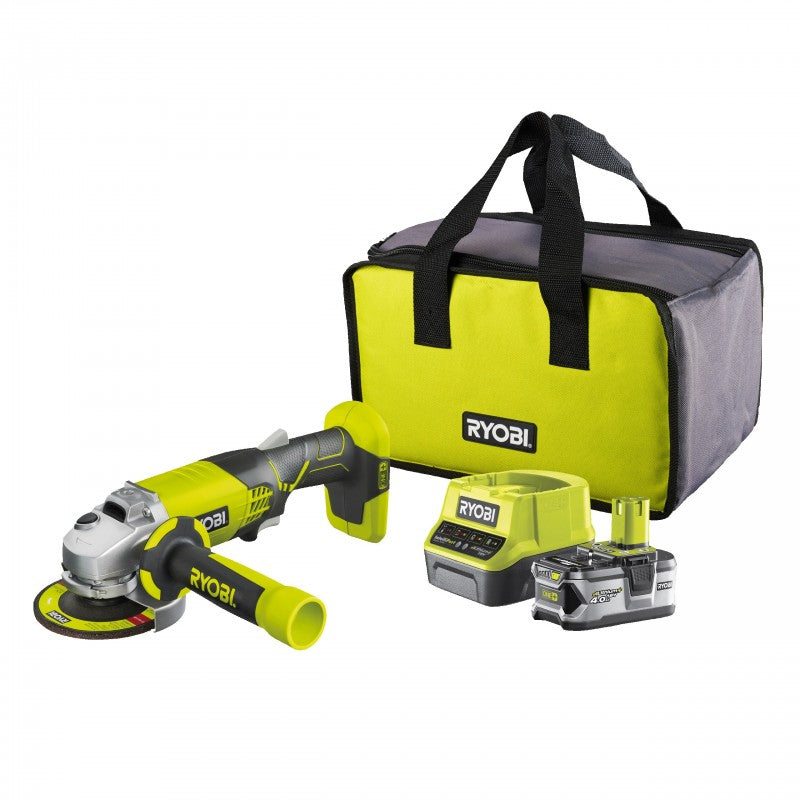 Meuleuse d'angle sans fil fouet R18AG 140S Ryobi diamètre 115 batterie 18v 4.0ah