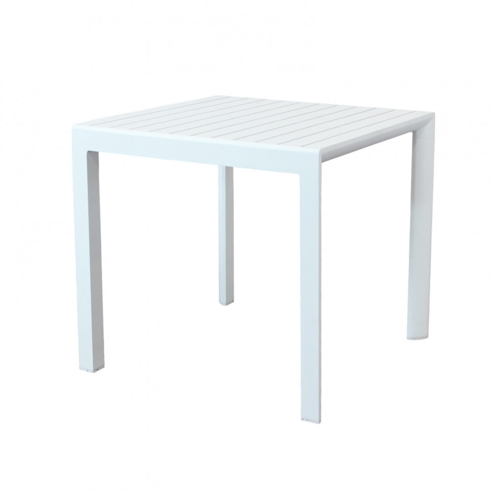 Tavolo quadrato 80x80 cm in alluminio con piano a doghe e piedi regolabili Alley