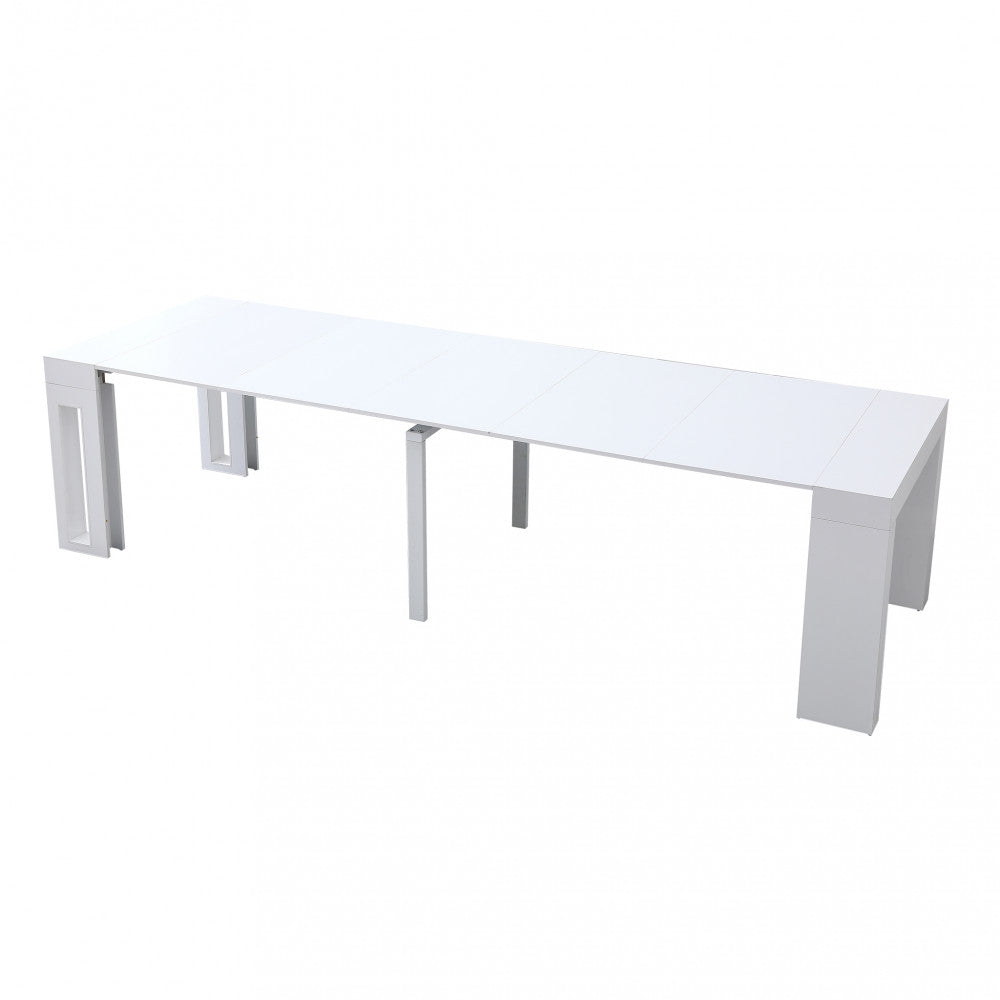 Tavolo consolle allungabile salvaspazio in mdf con struttura in metallo 90x50/300xH75 cm New Napoca
