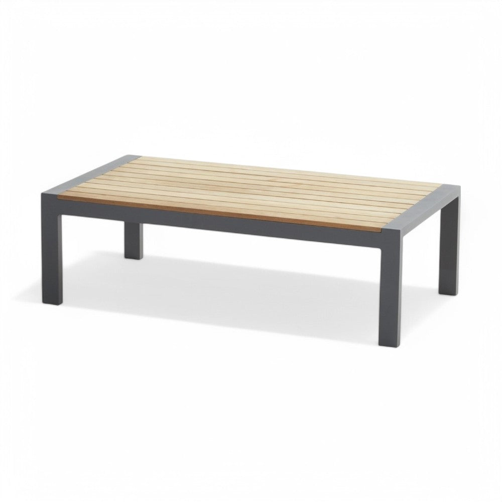 Salotto da giardino in alluminio antracite 2 poltrone 1 tavolino e 1 divano con cuscini Croba