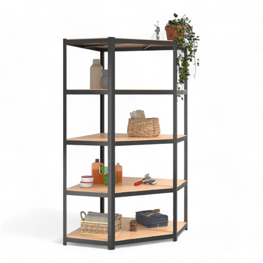 Kit étagère d'angle 5 étagères en bois - 5 étagères cm.40x70x40x90x90x180h.