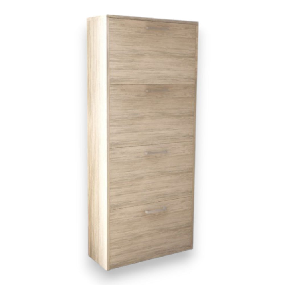 étagère à chaussures à quatre portes 'dropdown 4' pin clair 59x25x140h cm