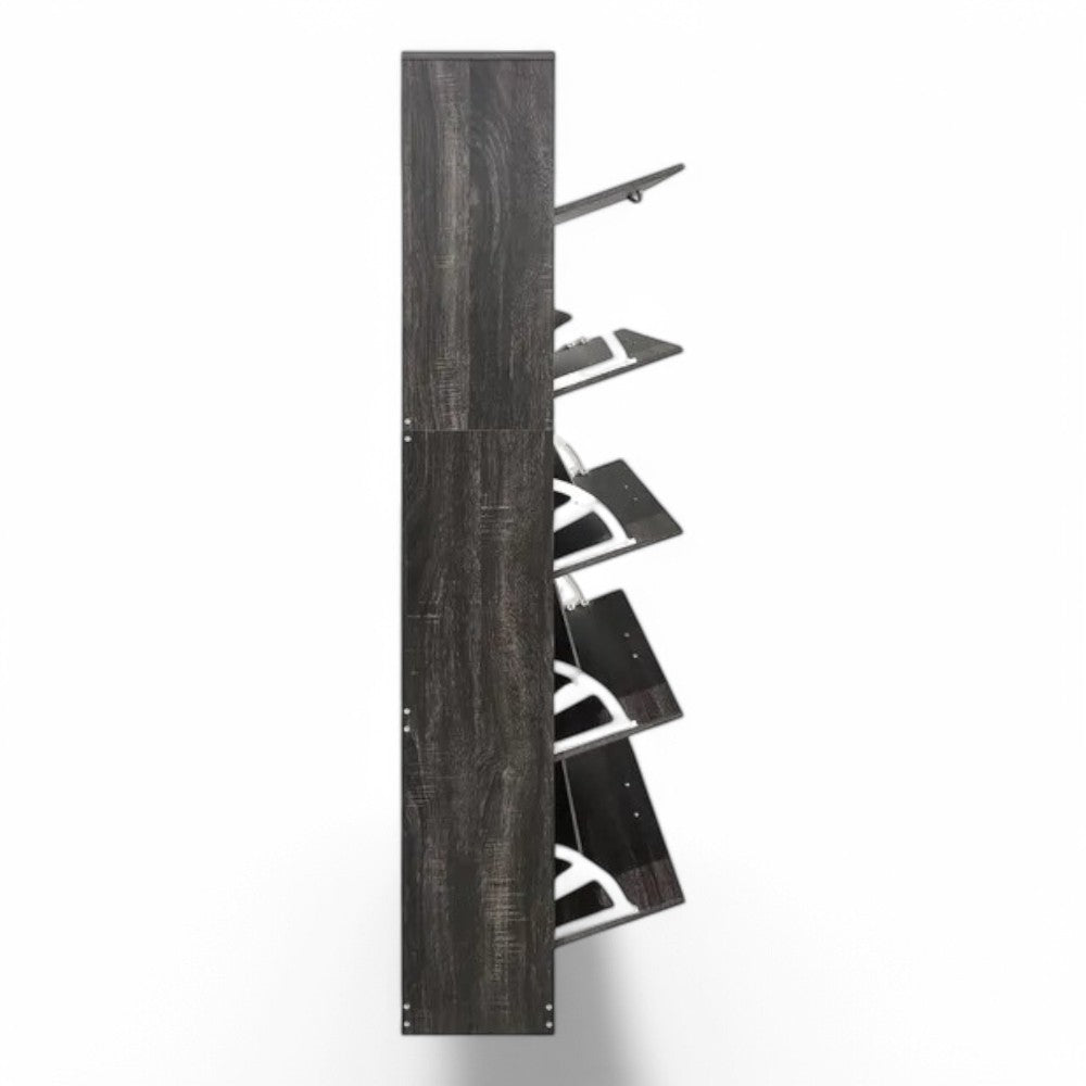Scarpiera verticale 5 ante in legno truciolare bilaminato grigio scuro 60x24xH180 cm