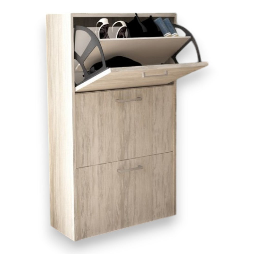 étagère à chaussures à trois portes 'dropdown 3' pin clair cm 59x25x105h