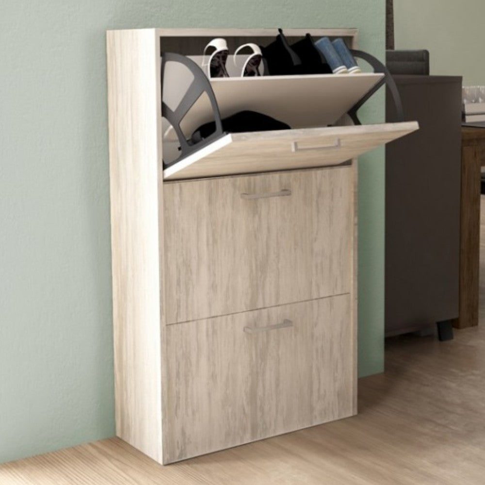 étagère à chaussures à trois portes 'dropdown 3' pin clair cm 59x25x105h
