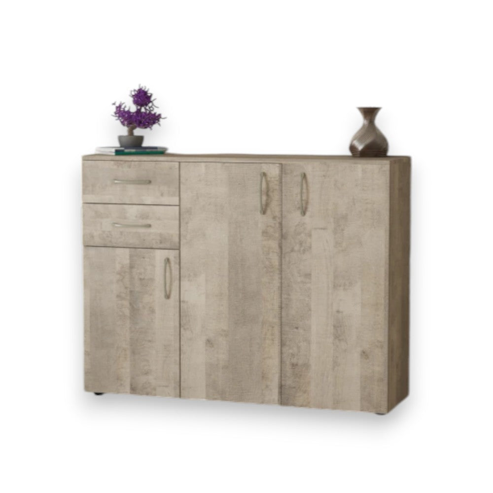 meuble de rangement avec trois portes et deux tiroirs 'flexy s3' chêne clair 106x36x83h cm
