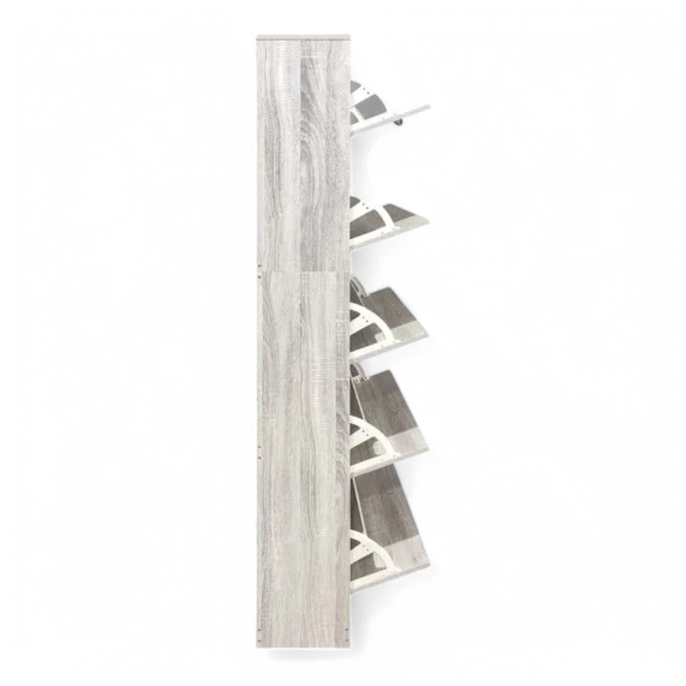 Scarpiera verticale 5 ante in legno truciolare bilaminato grigio 60x24xH180 cm