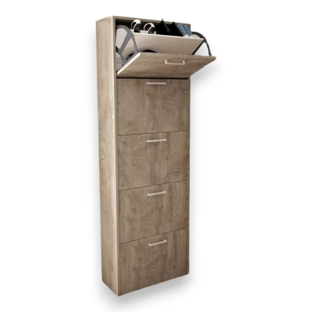 étagère à chaussures à cinq portes 'dropdown 5' chêne clair 59x25x172h cm