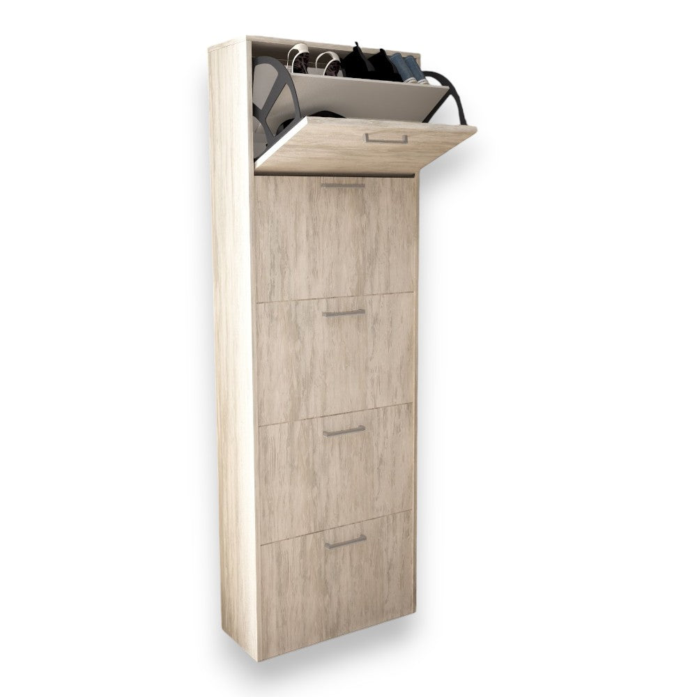 étagère à chaussures à cinq portes 'dropdown 5' pin clair 59x25x172h cm