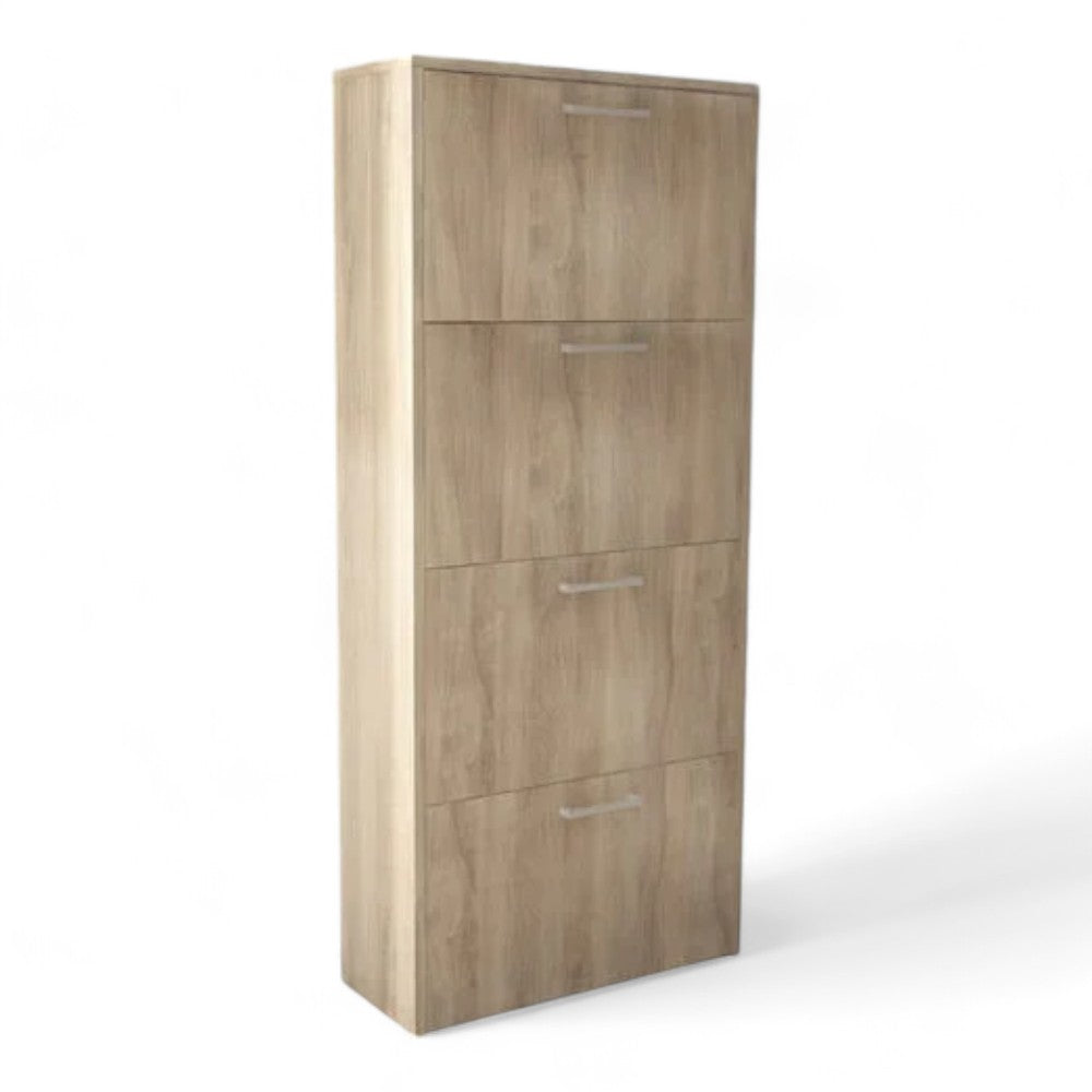 étagère à chaussures à quatre portes 'dropdown 4' chêne clair 59x25x140h cm