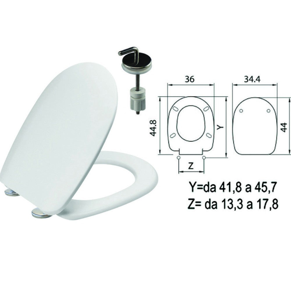 Abattant WC en thermodurcissable blanc "Passepartout" avec charnières inox H057