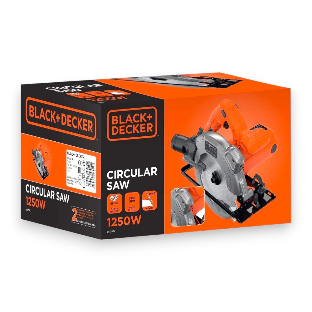 Scie circulaire BLACK+DECKER 1250W avec guide laser CS1250L