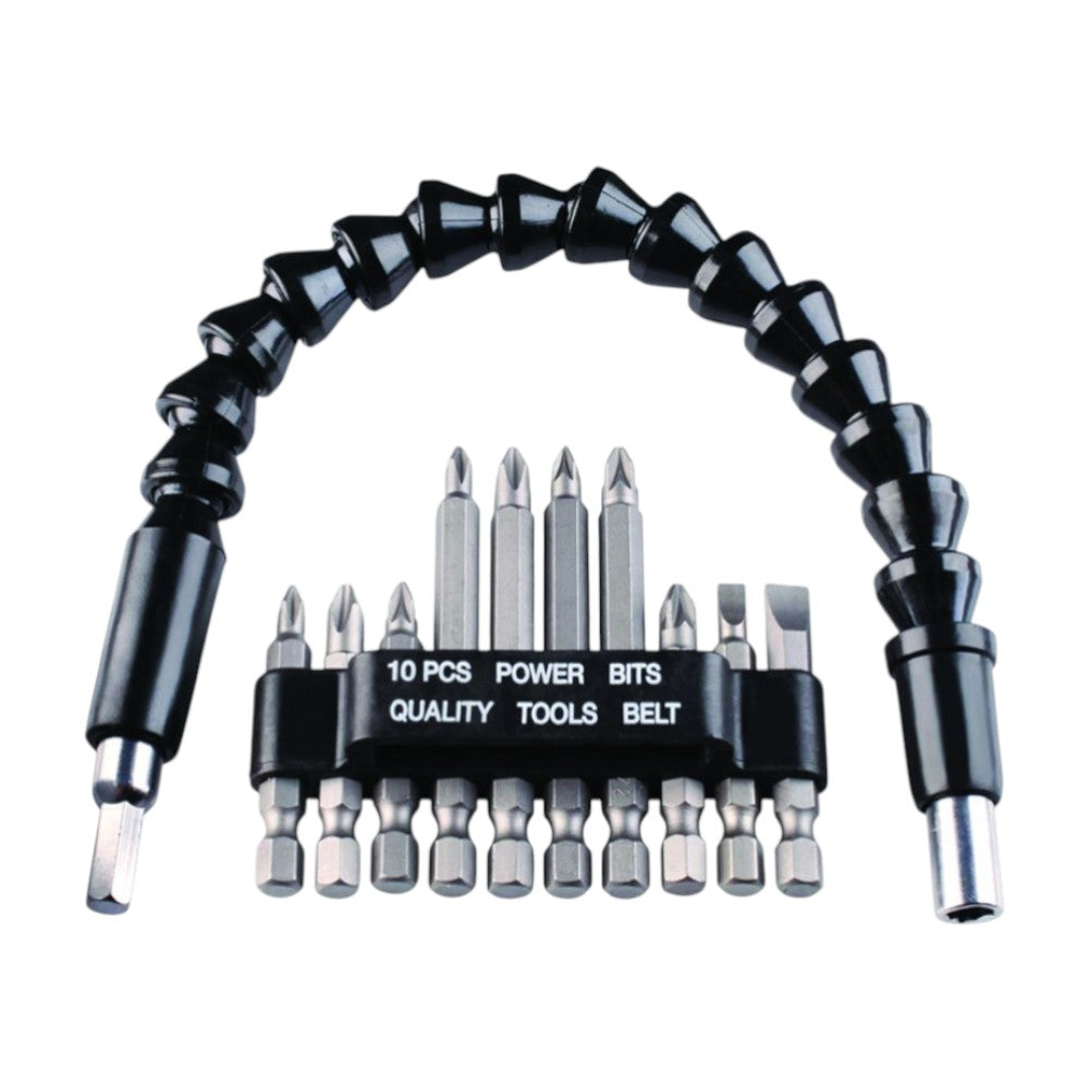 Set bit per avvitare con alberino flessibile 30 cm 11 pz