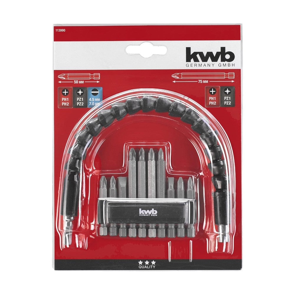 Set bit per avvitare con alberino flessibile 30 cm 11 pz