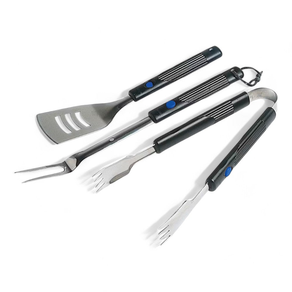 Ensemble d'outils pour barbecue 3 pièces avec poignées extensibles en bakélite - ensemble 3 pièces