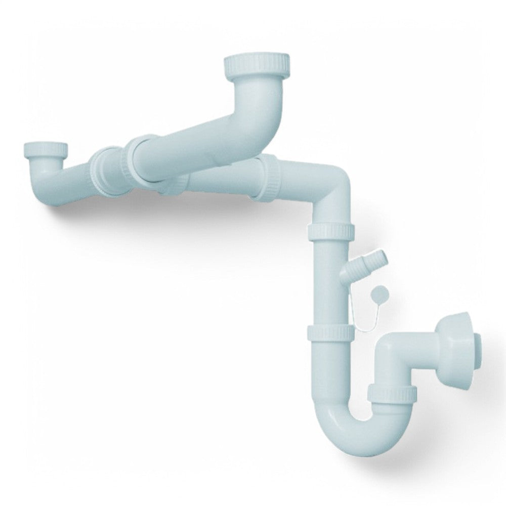 Siphon 2 voies Moplen Libero avec drain - 1"1/2 pour évier