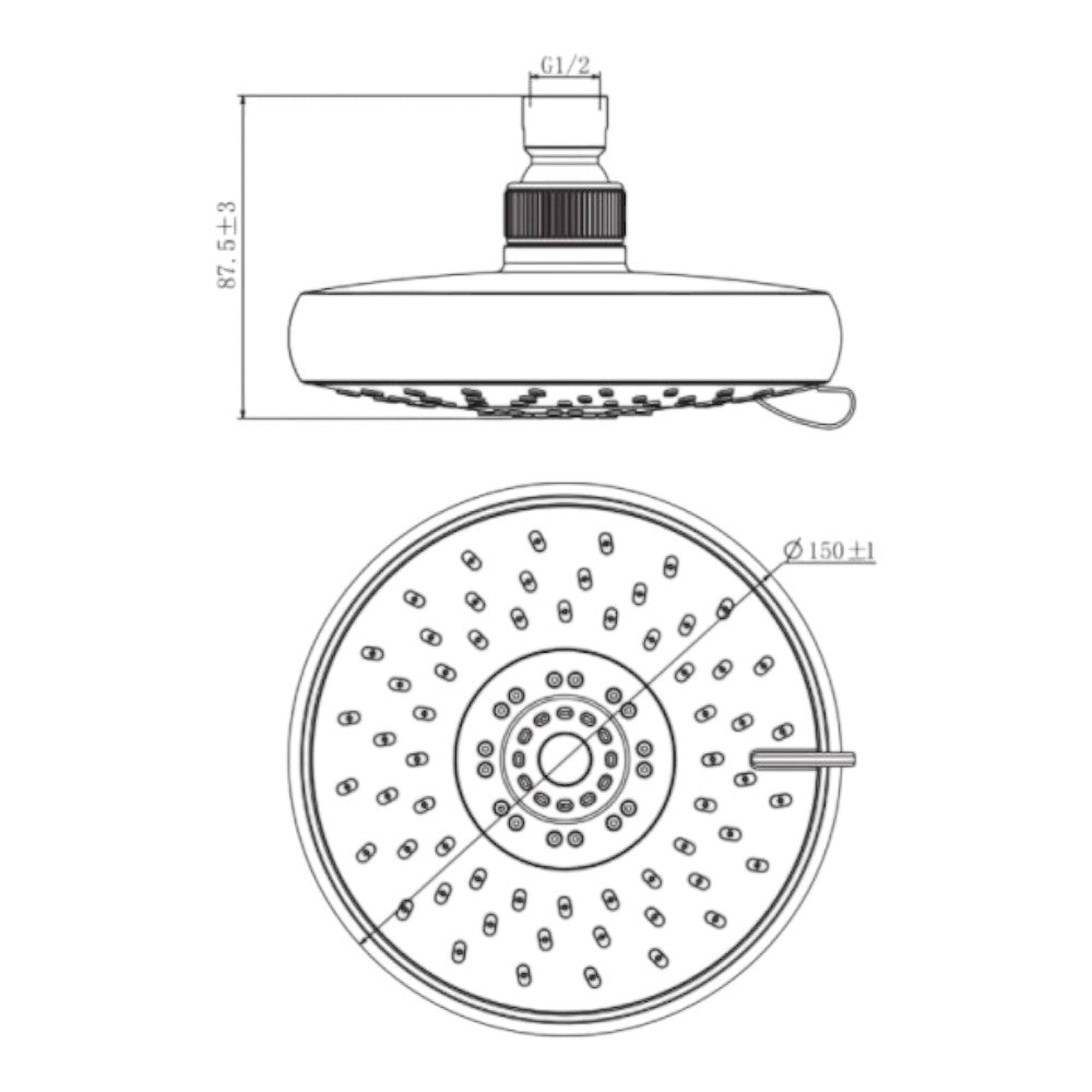 Pomme de douche 3 jets 1/2"