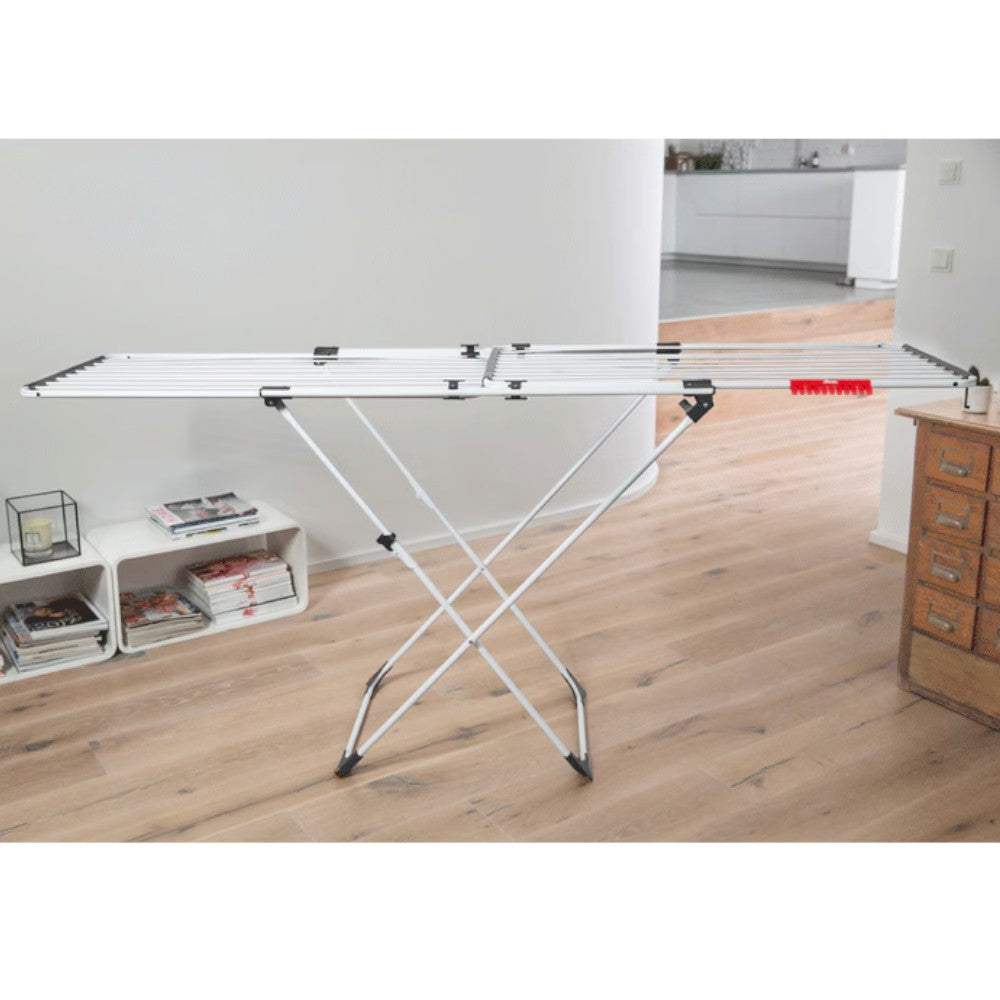 Stendibiancheria estensibile in acciaio con portacalzini 20 metri da stendere dimensioni 187x57x94 cm