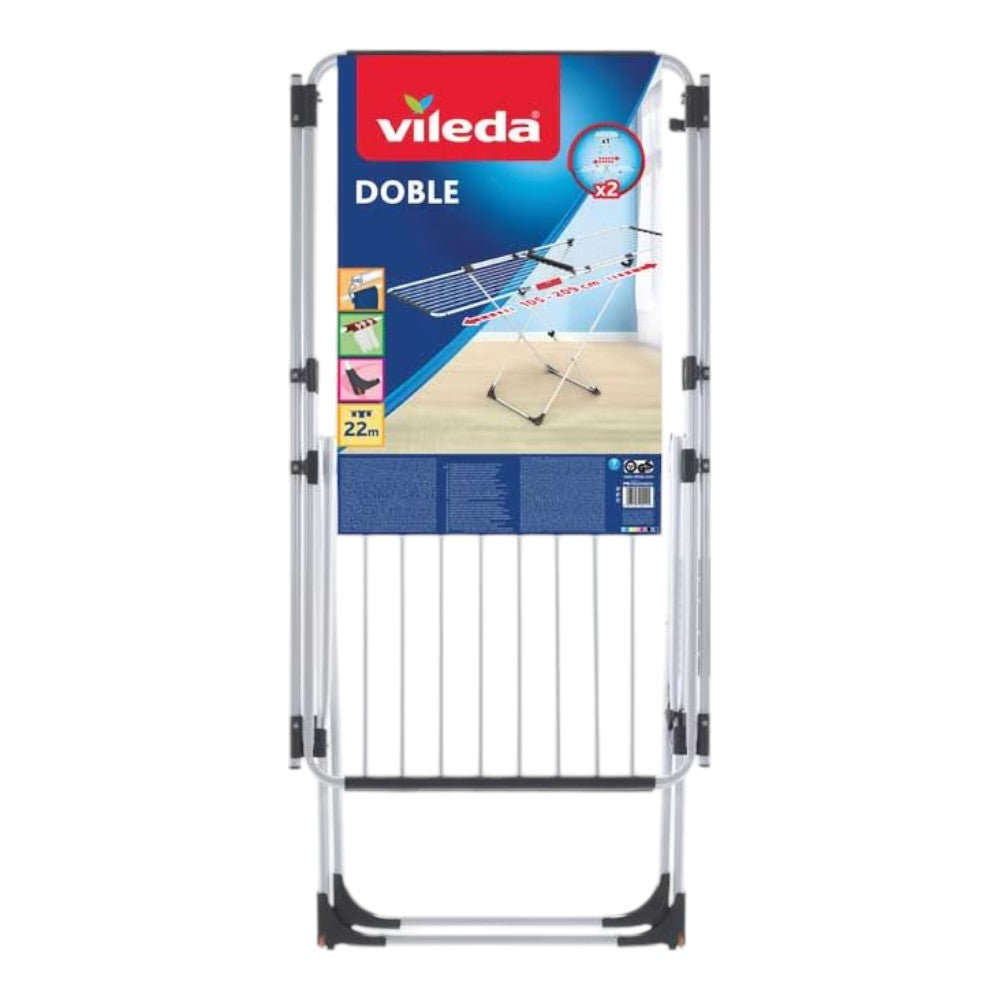 Stendibiancheria estensibile in acciaio con portacalzini 20 metri da stendere dimensioni 187x57x94 cm