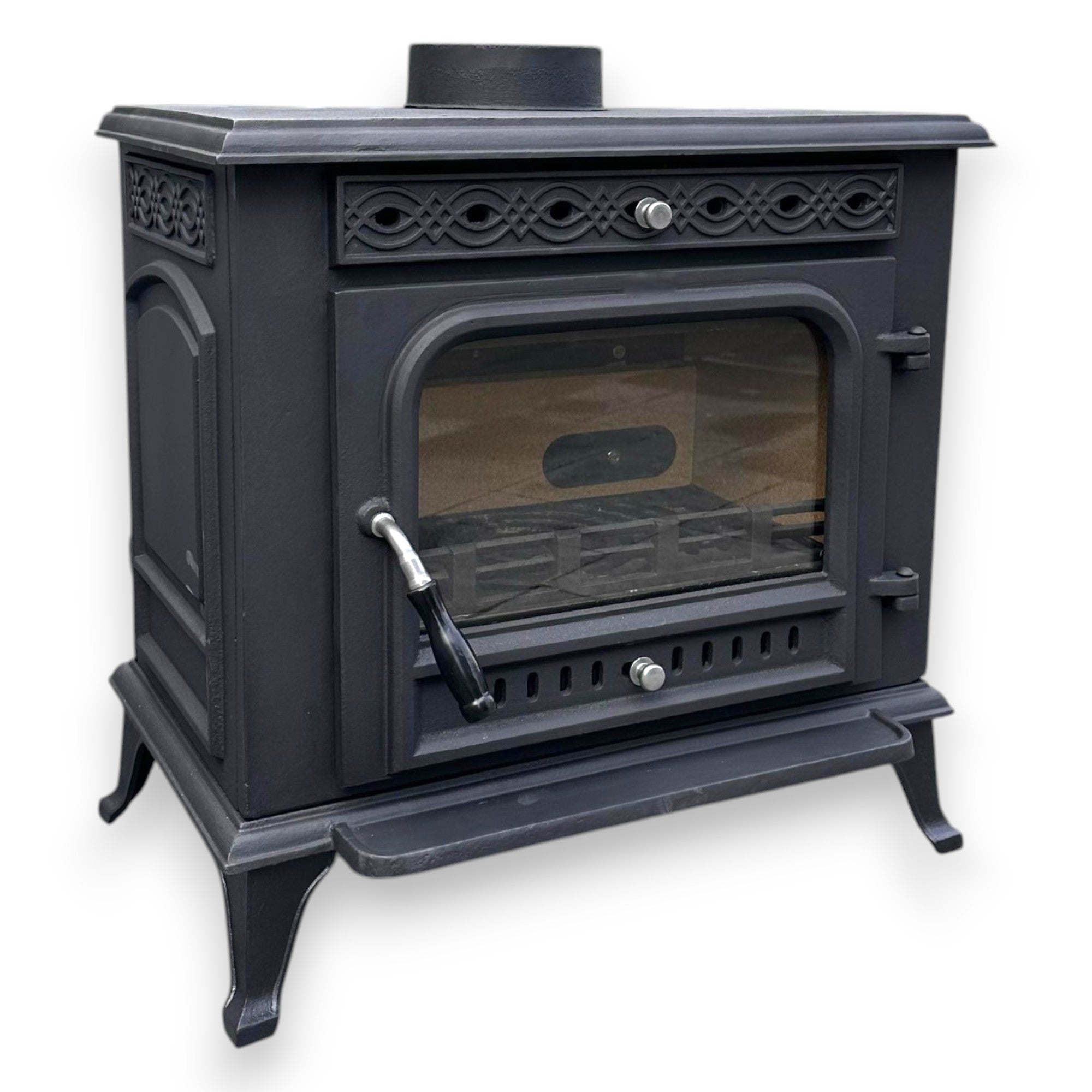 Poêle à bois en fonte 8 kw 63x43xH63 cm noir