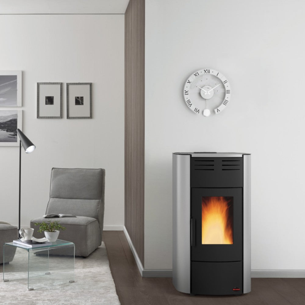 Poêle Thermo à Granulés Raffaella Idro H15 18,8 Kw Bordeaux (Con.Term.) - mesure 63,3x62,6x117,60h cm. - poids 214 kg