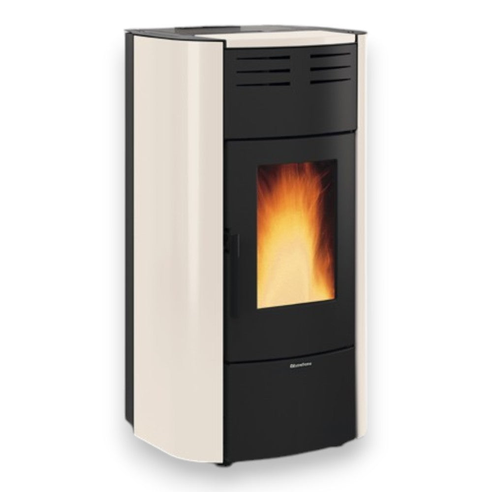 Termostufa a pellet 21.7 Kw in ghisa avorio 63,3x62,6xH117,60 cm Raffaella idro Nordica