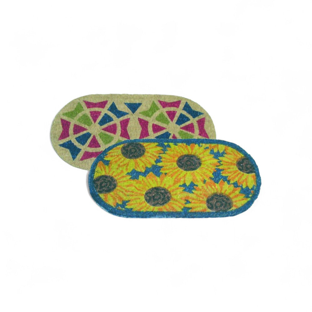 Zerbino tappeto ovale in fibra di cocco naturale con fondo in pvc 40x75 cm calcutta