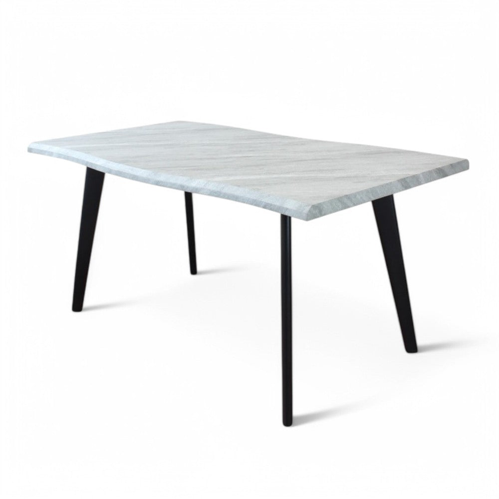 Tavolo rettangolare con struttura in metallo e piano in mdf grigio effetto pietra 90x160xH75 cm Dabber