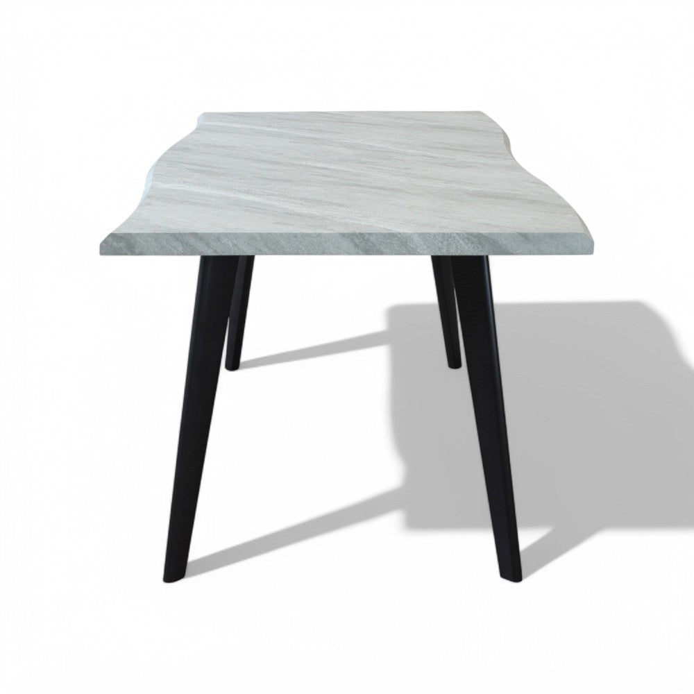 Tavolo rettangolare con struttura in metallo e piano in mdf grigio effetto pietra 90x160xH75 cm Dabber