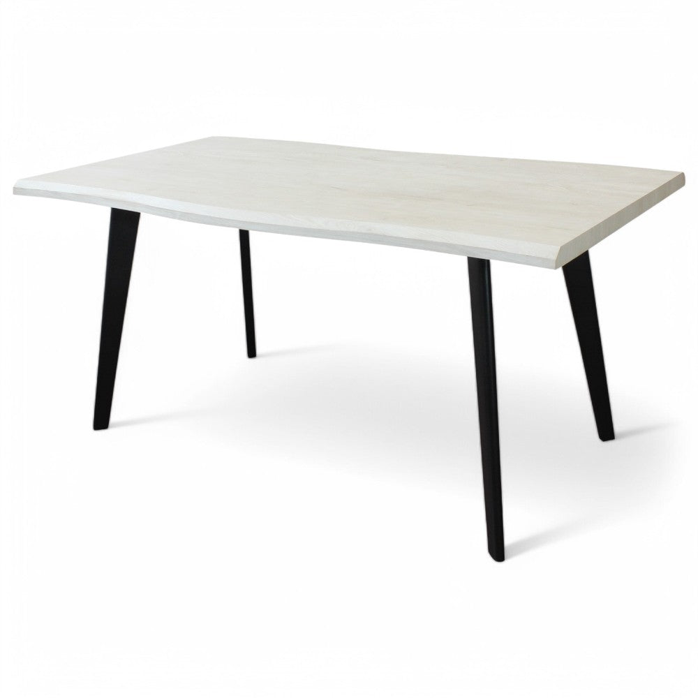 Tavolo rettangolare con struttura in metallo e piano in mdf bianco effetto pietra 90x160xH75 cm Dabber
