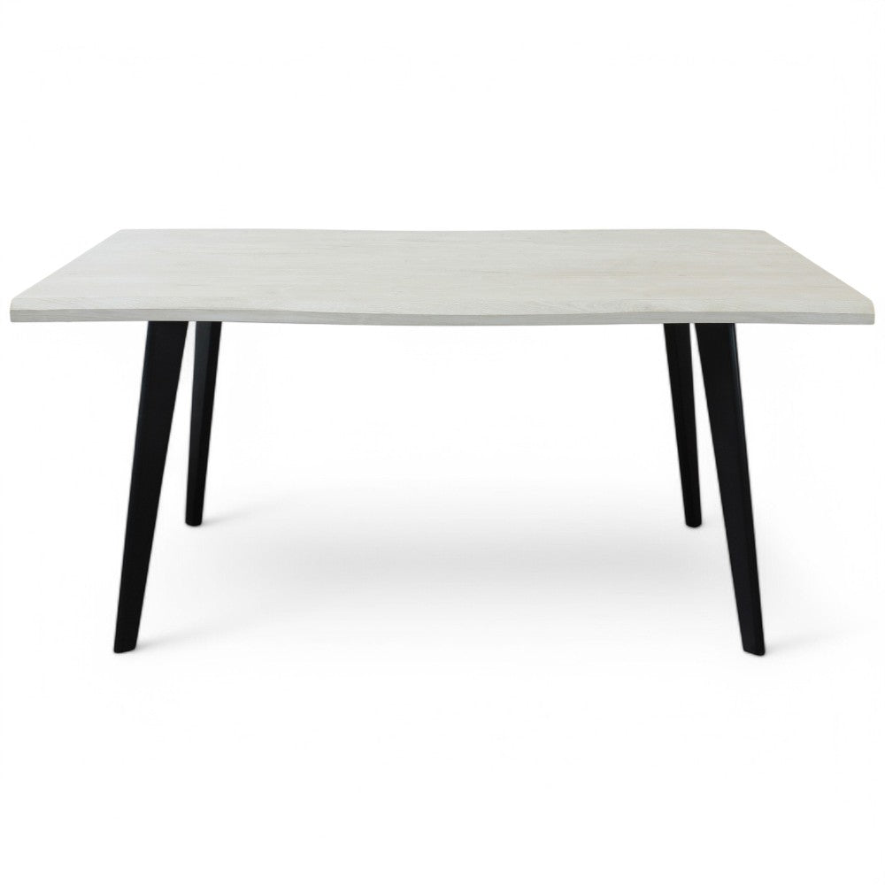 Tavolo rettangolare con struttura in metallo e piano in mdf bianco effetto pietra 90x160xH75 cm Dabber